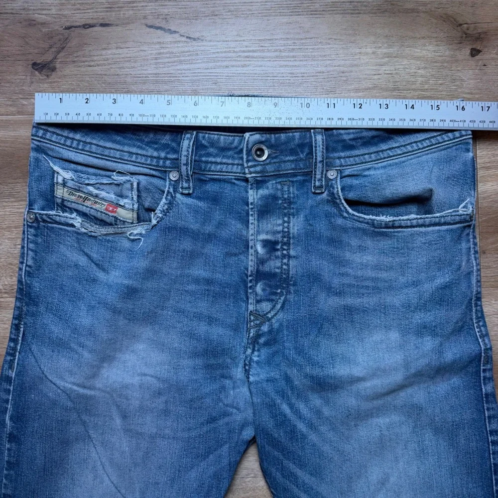Diesel Buster Jeans Men 32x32 Blue Slim Tapered Stretch Distressed Denim 0853R